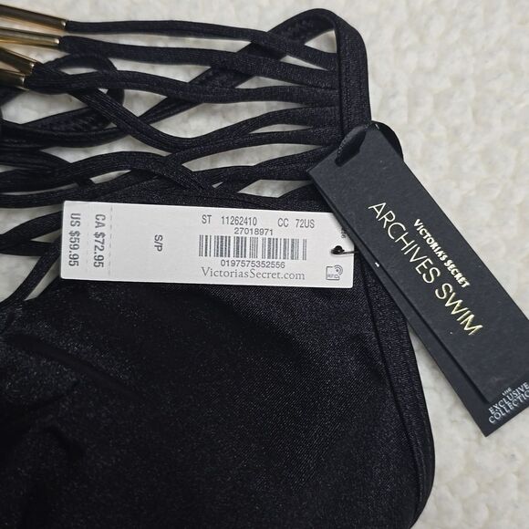 1201 NWT Victoria's Secret Swim Archives Strappy Hardware Halter Bikini Top SM - Picture 5 of 6